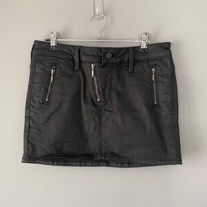 Mavi Black Faux Leather Mini Skirt with Zip Details